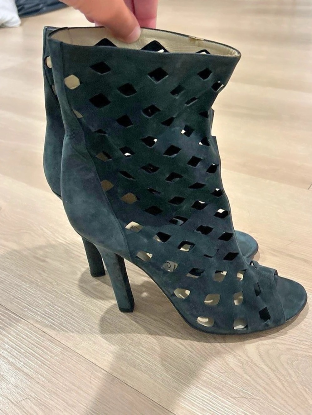 Jimmy Choo Drift Cutout Peep-Toe Booties Black EU 38
